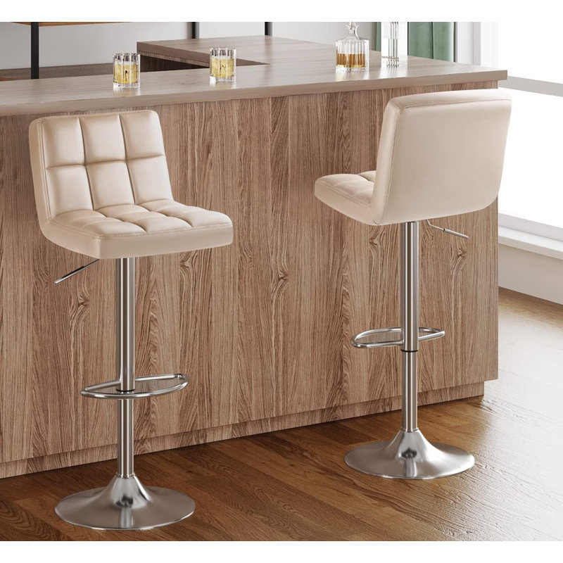 Bar Stools Modern Pu shops Leather Swivel Adjustable Hydraulic Bar Stool Square